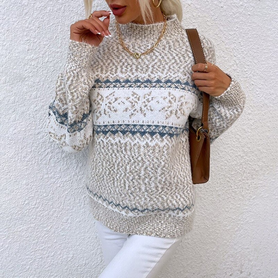 Women's Snowflake Sweater - Cozy Turtleneck Knit for Winter Fashion 4