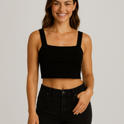 Women's Square Neck Spaghetti Strap Crop Top - Versatile Tank Top for Casual Elegance1