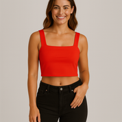 Women's Square Neck Spaghetti Strap Crop Top - Versatile Tank Top for Casual Elegance2