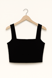 Women's Square Neck Spaghetti Strap Crop Top - Versatile Tank Top for Casual Elegance 1