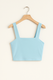 Women's Square Neck Spaghetti Strap Crop Top - Versatile Tank Top for Casual Elegance 3