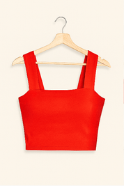 Women's Square Neck Spaghetti Strap Crop Top - Versatile Tank Top for Casual Elegance 7