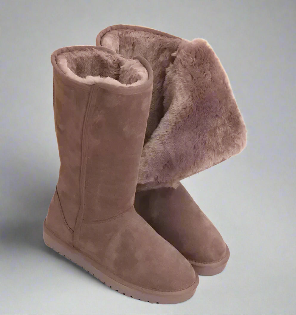 Women's Suede Winter Boots with Sheepskin Lining - Waterproof & Non-Slip 3