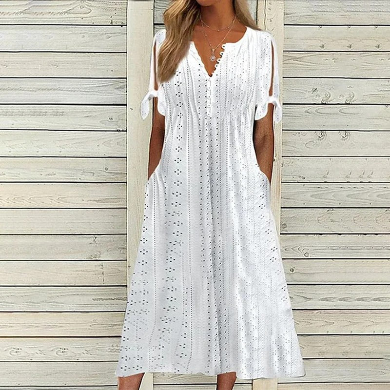 Women's Summer Dress with Eyelet Detailing - Lightweight & Comfortable 0