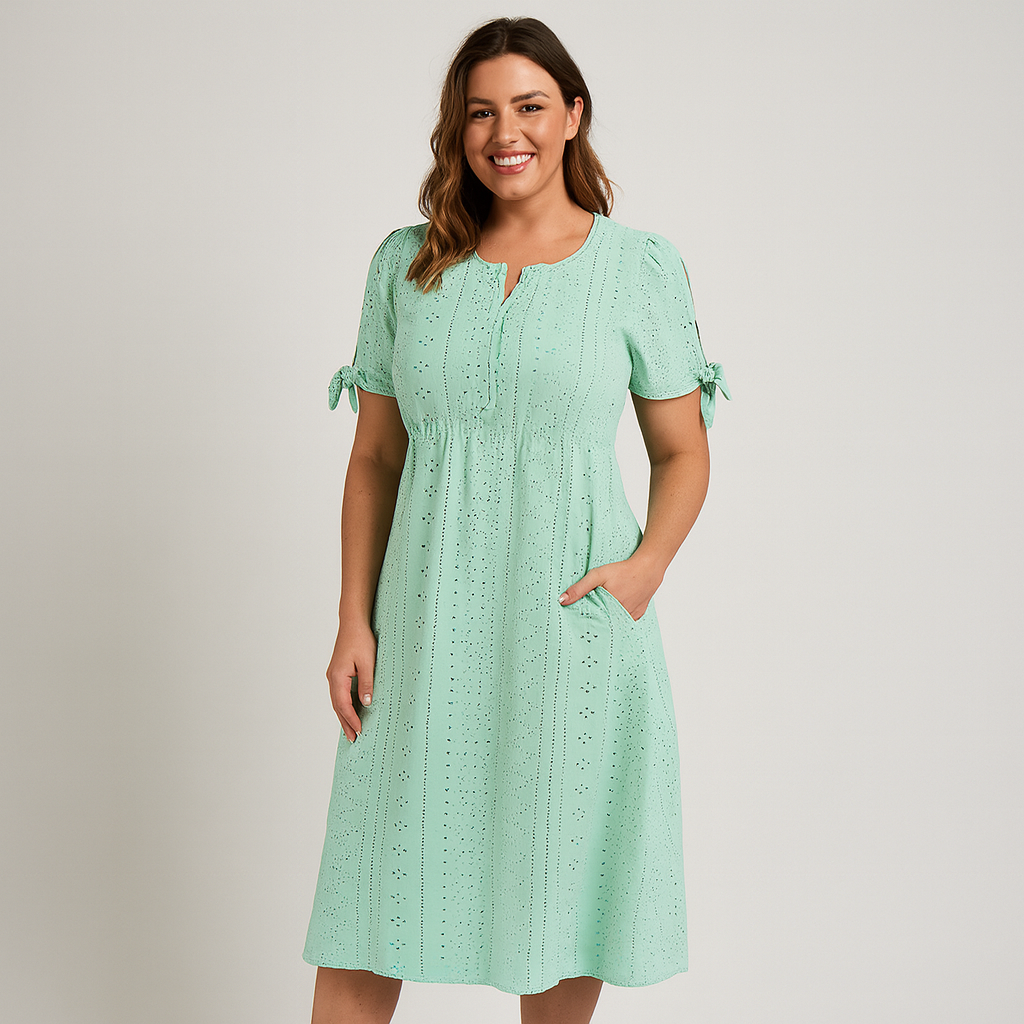 Women's Summer Dress with Eyelet Detailing - Lightweight & Comfortable