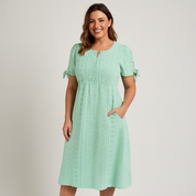 Women's Summer Dress with Eyelet Detailing - Lightweight & Comfortable