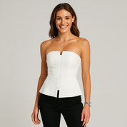 Women's Tube Top - Stylish Fitted Going Out Crop Top with Zipper Detail