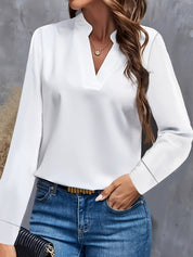 Women's V-Neck Blouse - Lightweight Casual Top for Everyday Wear 0