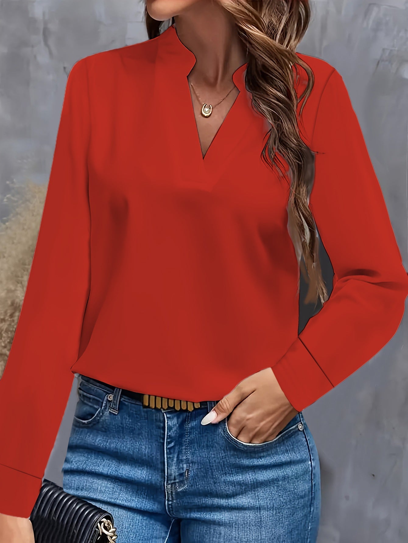 Women's V-Neck Blouse - Lightweight Casual Top for Everyday Wear 1