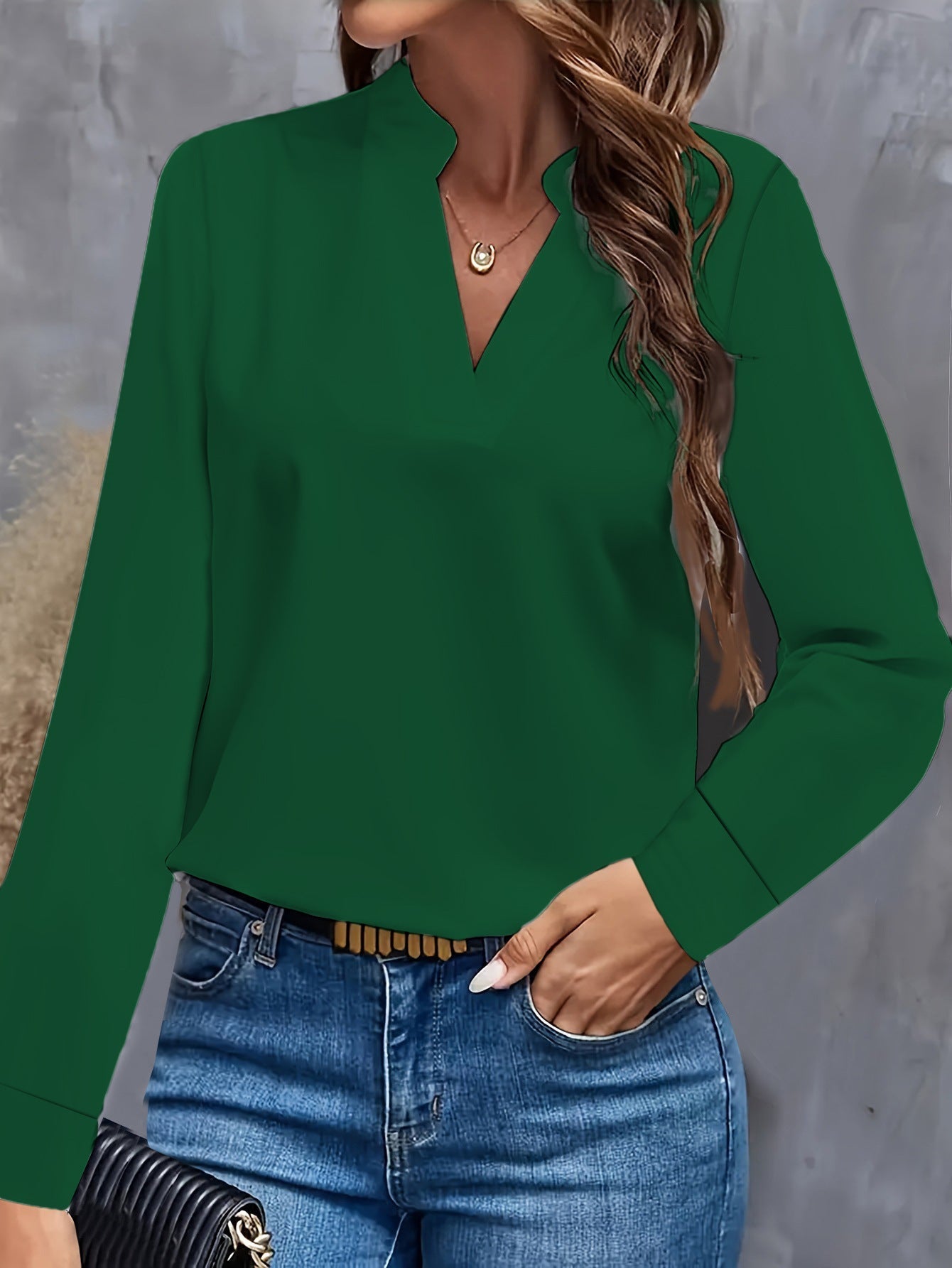 Women's V-Neck Blouse - Lightweight Casual Top for Everyday Wear 2