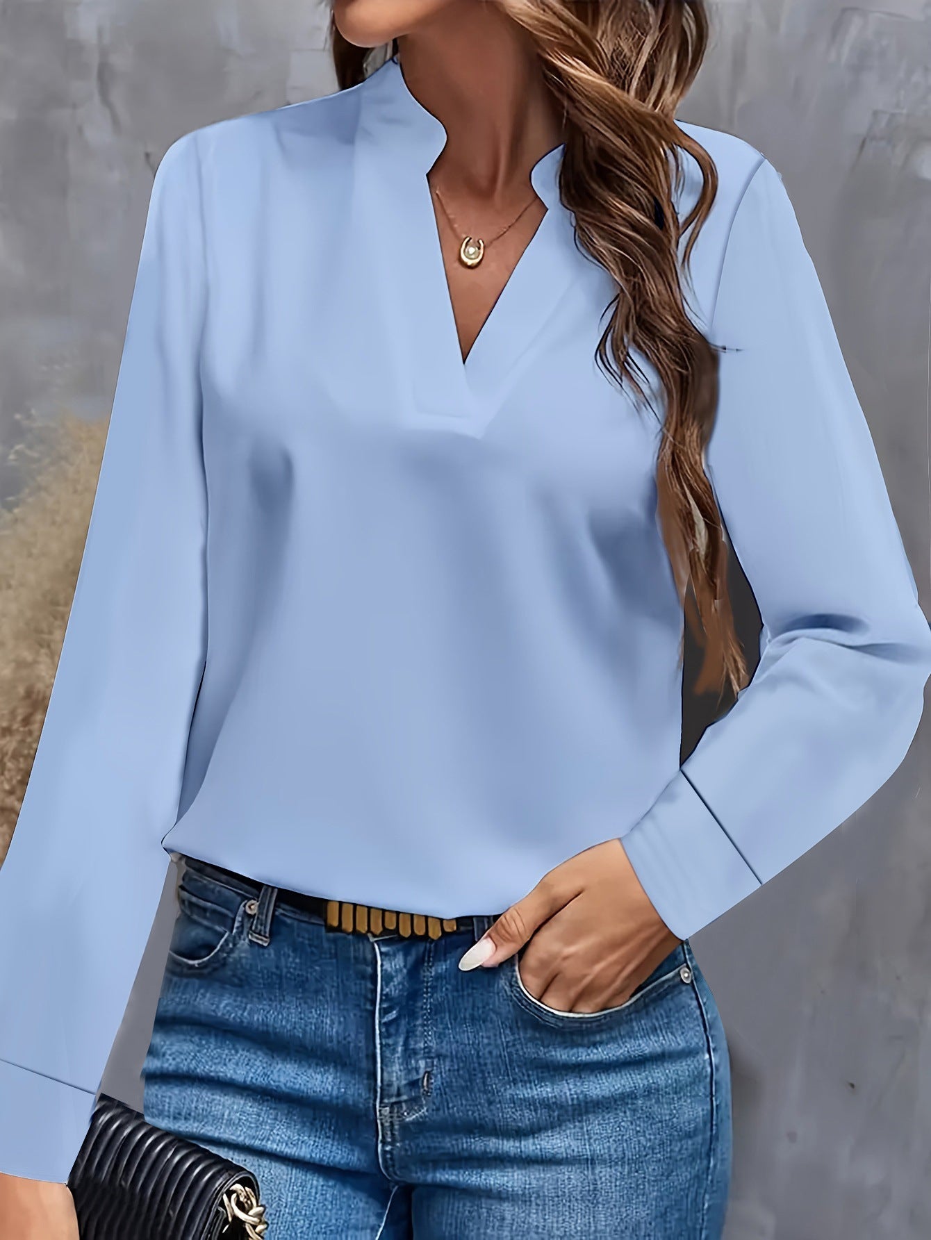 Women's V-Neck Blouse - Lightweight Casual Top for Everyday Wear 4