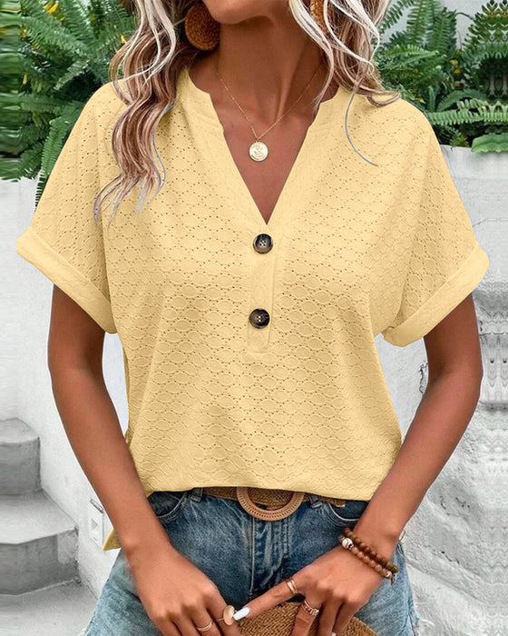 Women's V-Neck Short Sleeve Top - Comfortable Blouse for Women 4