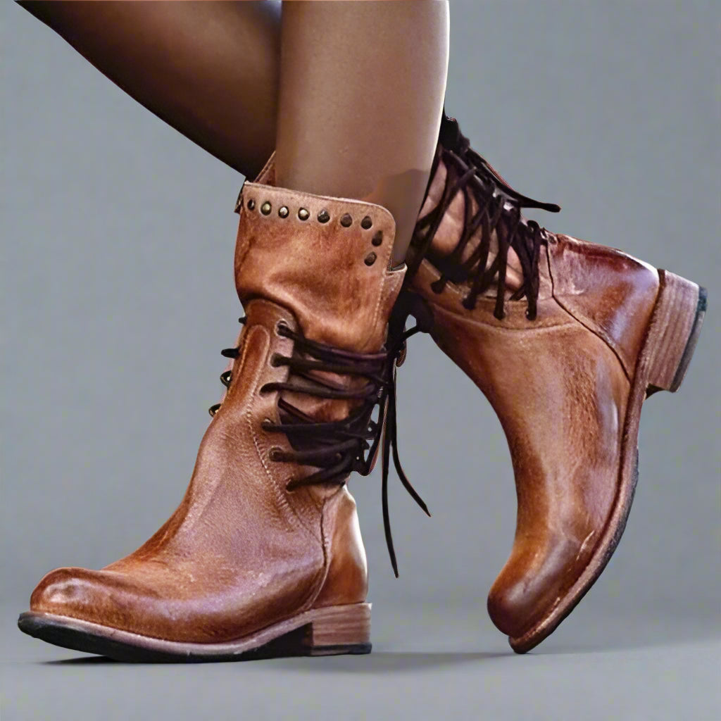 Women's Vintage Leather Ankle Boots - Timeless Style and Comfort 0