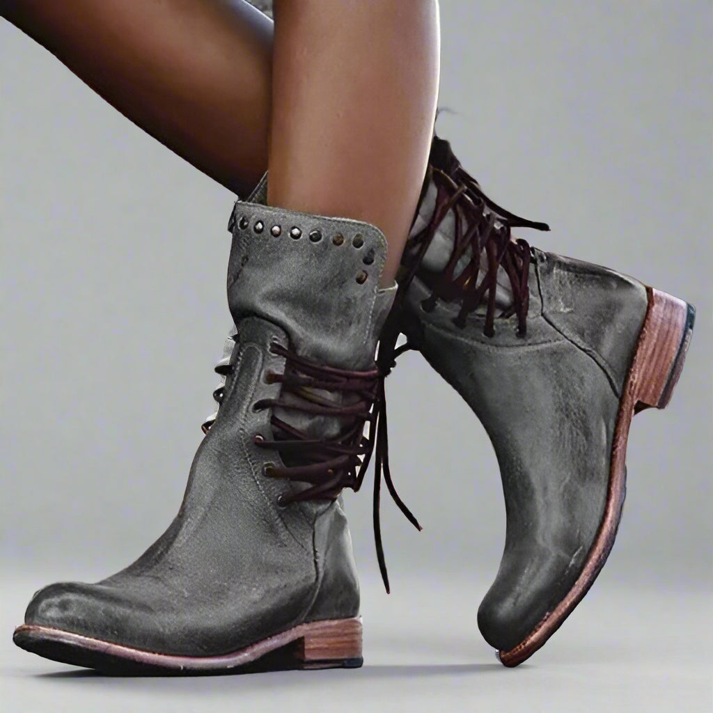 Women's Vintage Leather Ankle Boots - Timeless Style and Comfort 1