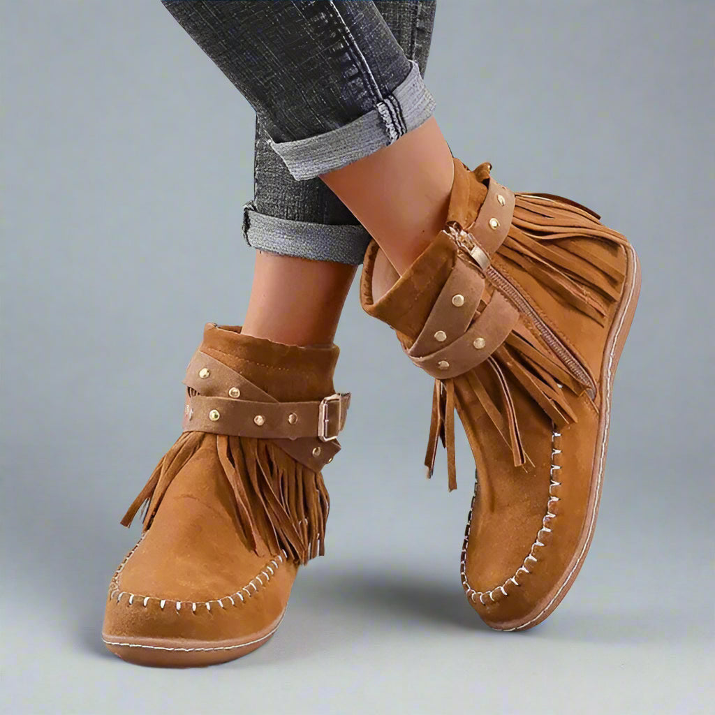 Women's Vintage Warm Fringe Boots for Winter Comfort 1
