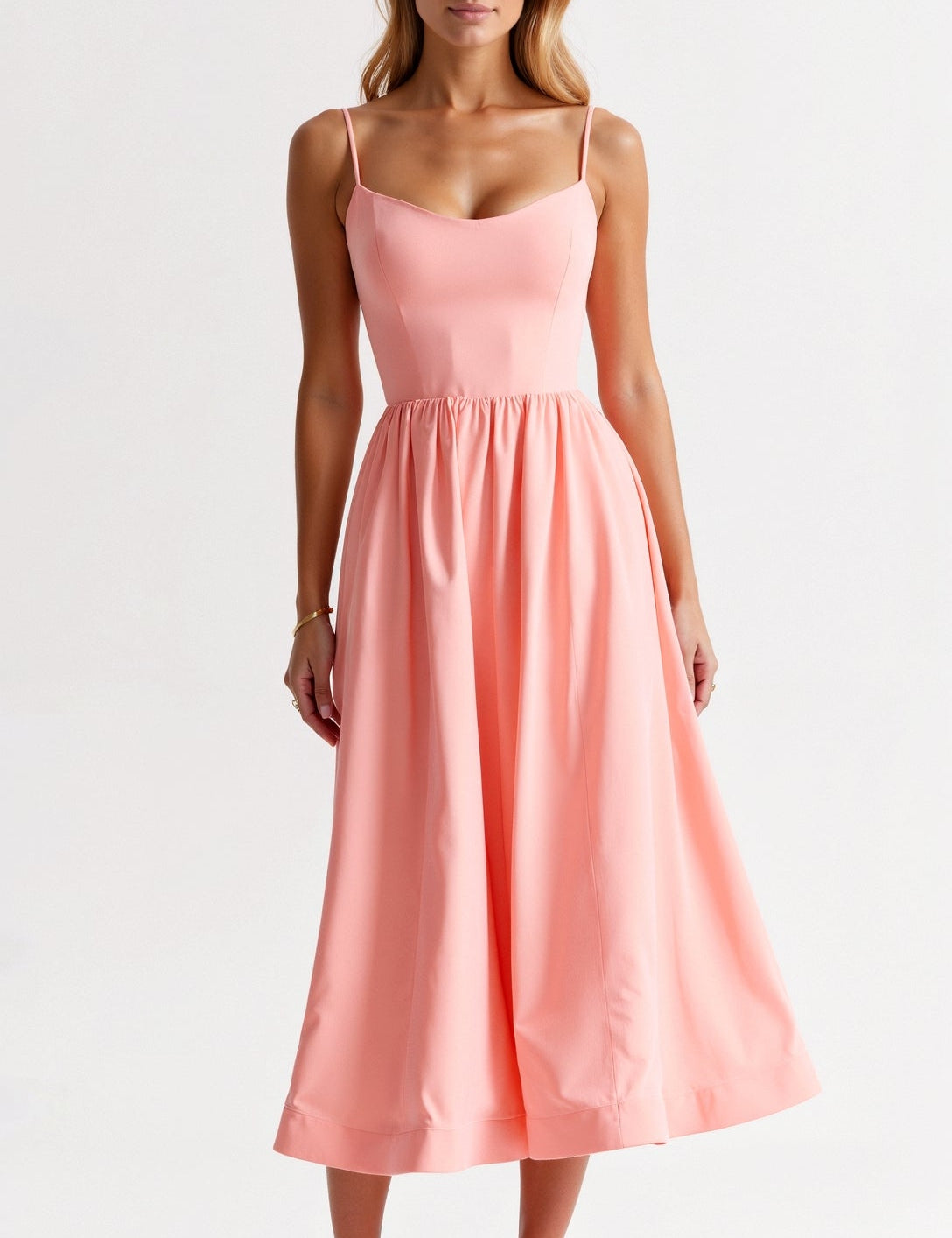 Women's White Midi Dress - Lightweight Summer Dress with Flowing Design 3