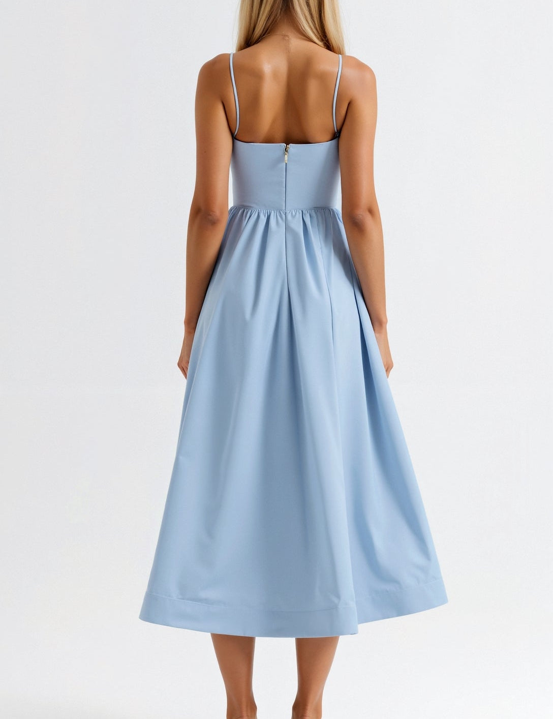 Women's White Midi Dress - Lightweight Summer Dress with Flowing Design 7