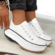 Women's White Sneakers with Slim Platform and Durable Canvas Upper 6