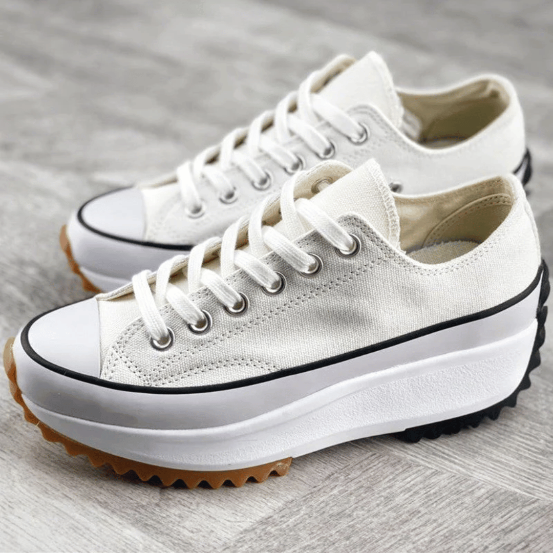Women's White Sneakers with Slim Platform and Durable Canvas Upper 7