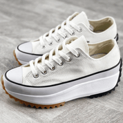 Women's White Sneakers with Slim Platform and Durable Canvas Upper 7