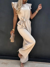Women's Wide Leg Jumpsuit with Ruffle Sleeves 1