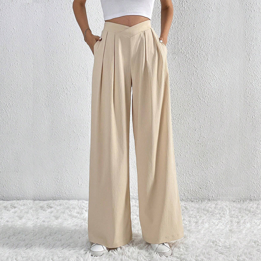 Women's Wide Leg Trousers - High Waisted Palazzo Pants in Lightweight Fabric 0