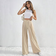 Women's Wide Leg Trousers - High Waisted Palazzo Pants in Lightweight Fabric 2
