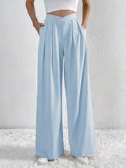 Women's Wide Leg Trousers - High Waisted Palazzo Pants in Lightweight Fabric 3