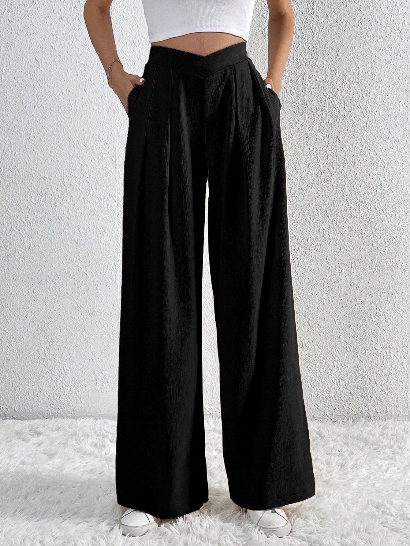 Women's Wide Leg Trousers - High Waisted Palazzo Pants in Lightweight Fabric 4