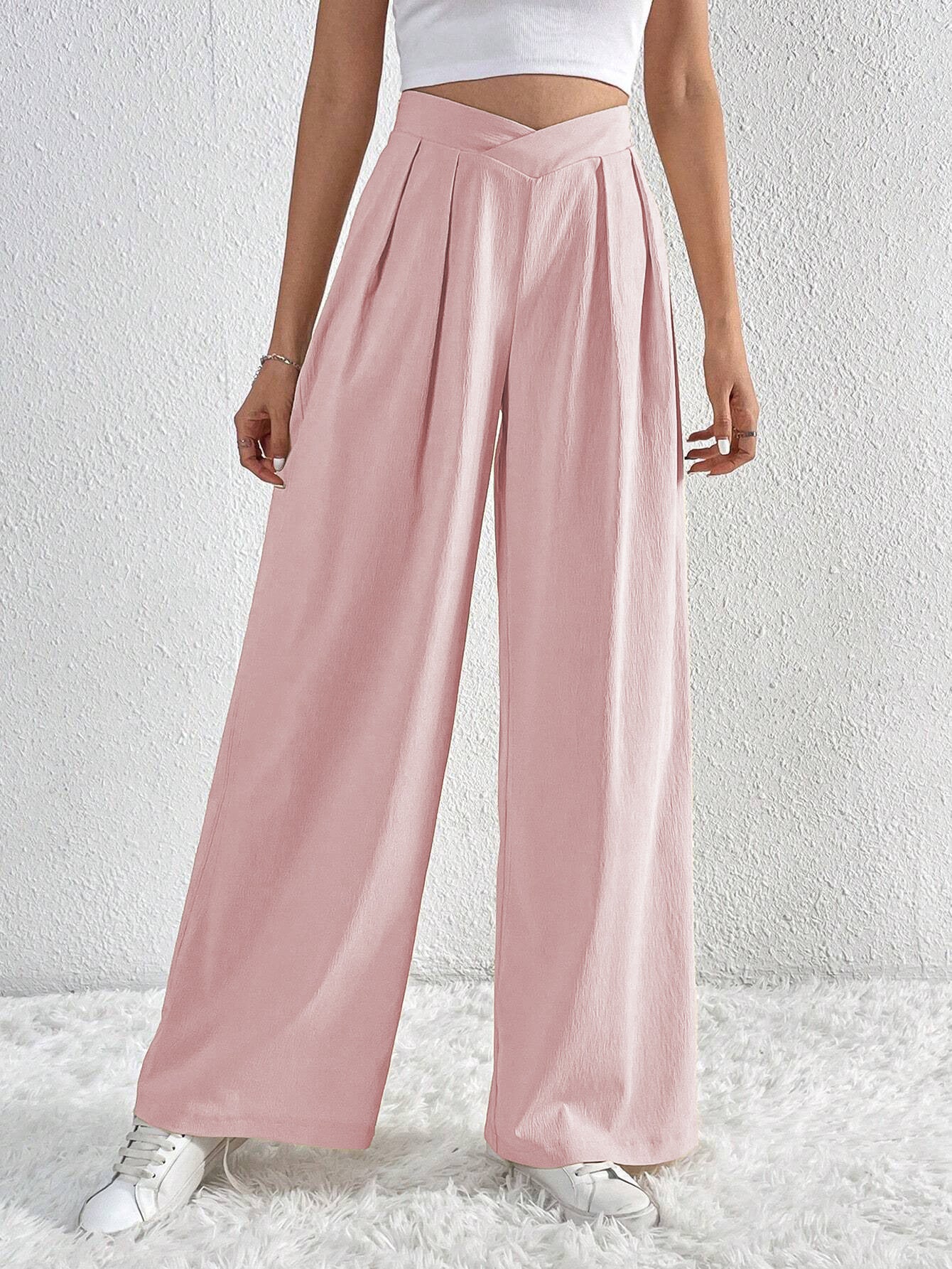 Women's Wide Leg Trousers - High Waisted Palazzo Pants in Lightweight Fabric 6