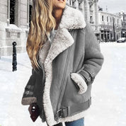 Women's Winter Aviator Jacket with Cozy Faux Shearling Lining 2