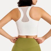 Women's Workout Tank Top with Breathable Mesh Back and High Neckline 1