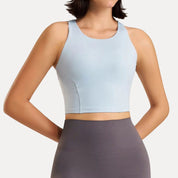 Women's Workout Tank Top with Breathable Mesh Back and High Neckline 2