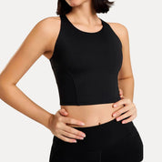 Women's Workout Tank Top with Breathable Mesh Back and High Neckline 3