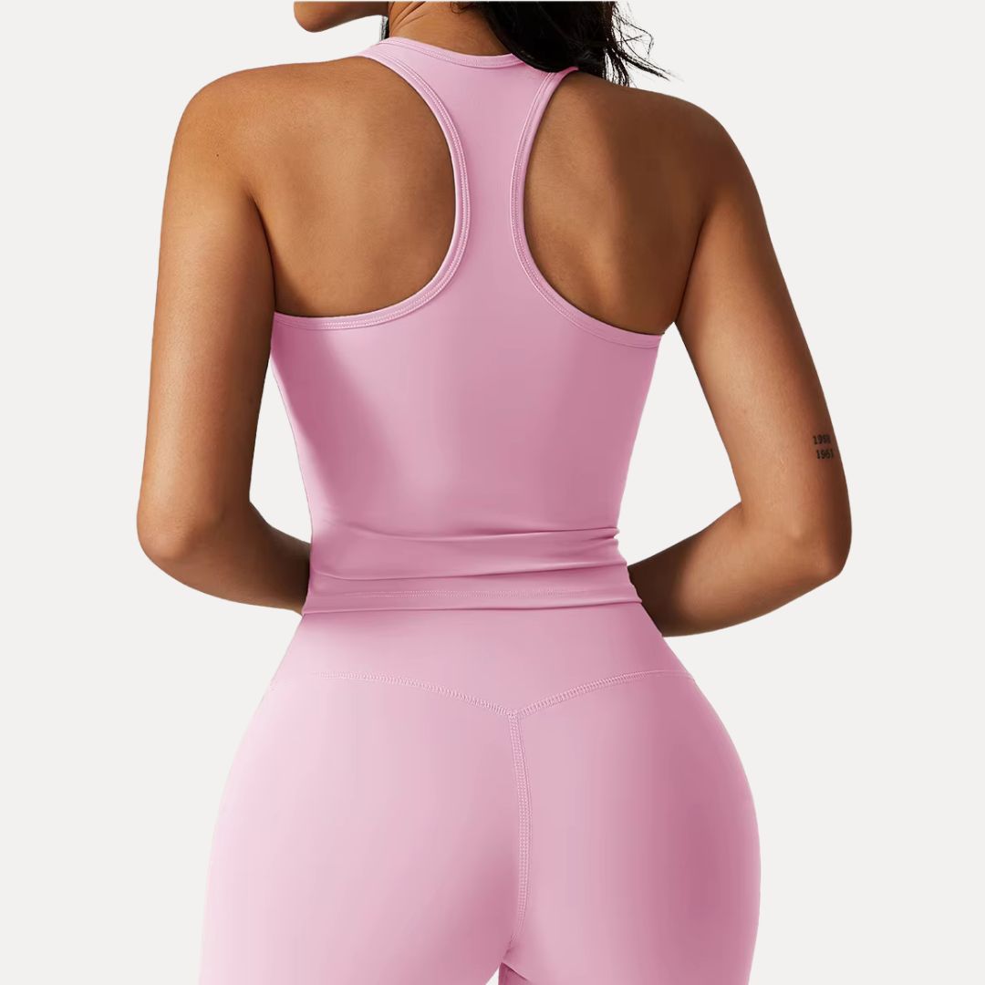 Women's Workout Tank Top with Square Neckline and Racerback Design 2