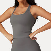 Women's Workout Tank Top with Square Neckline and Racerback Design 3