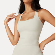 Women's Workout Tank Top with Square Neckline and Racerback Design 4