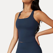 Women's Workout Tank Top with Square Neckline and Racerback Design 5