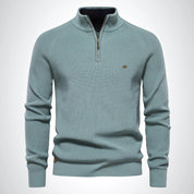 Stylish Cotton Zip Neck Pullover for Modern Men