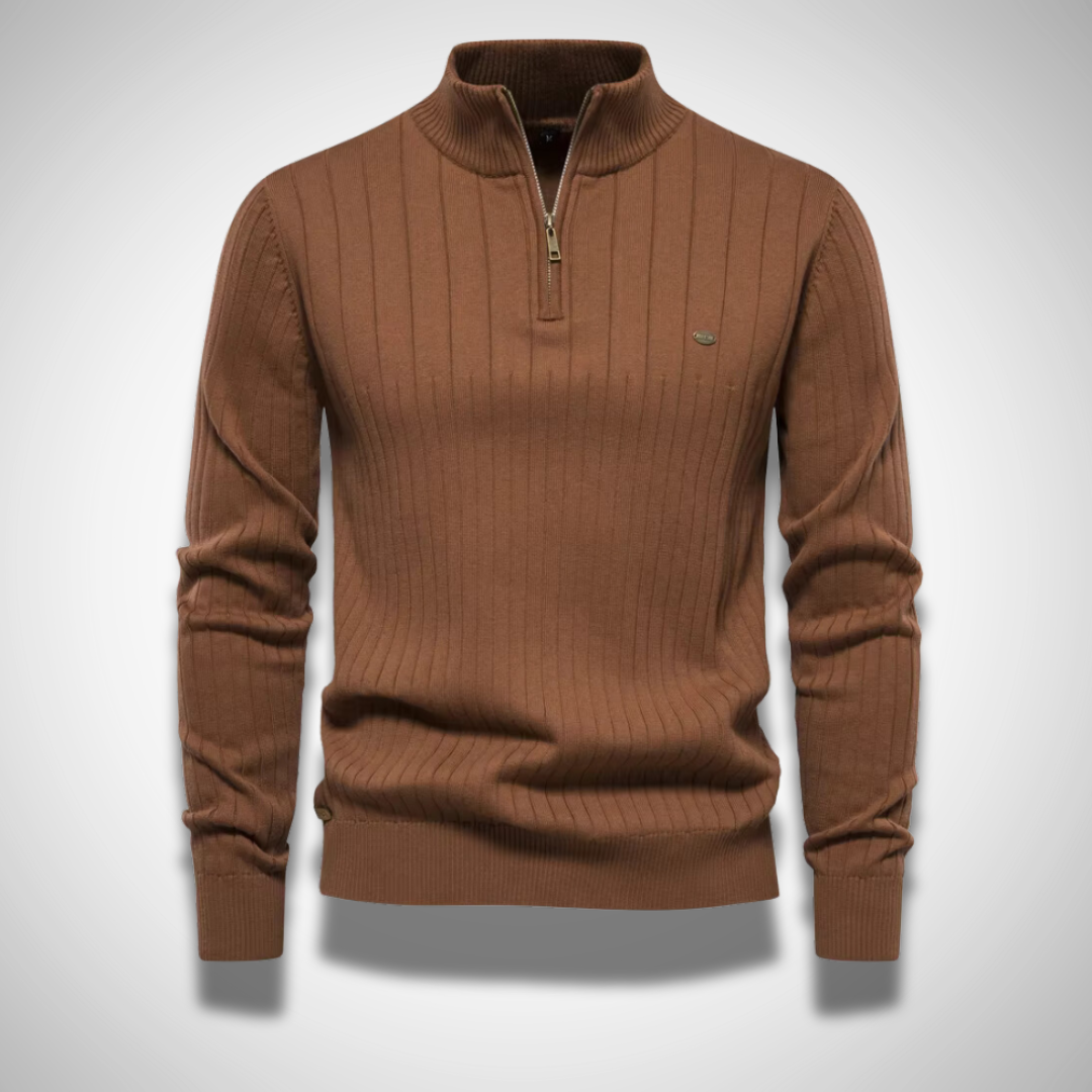 Stylish Cotton Zip Neck Pullover for Modern Men