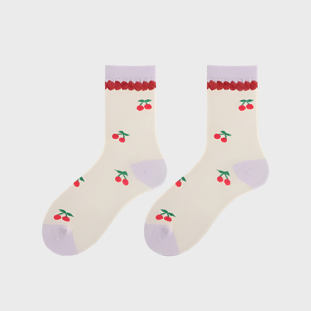 SweetCherry Cotton Crew Socks for Women