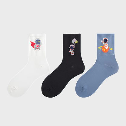 SpaceFeet Women's Cotton Crew Socks