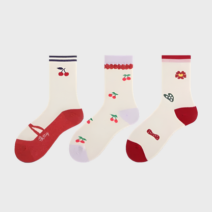 SweetCherry Cotton Crew Socks for Women