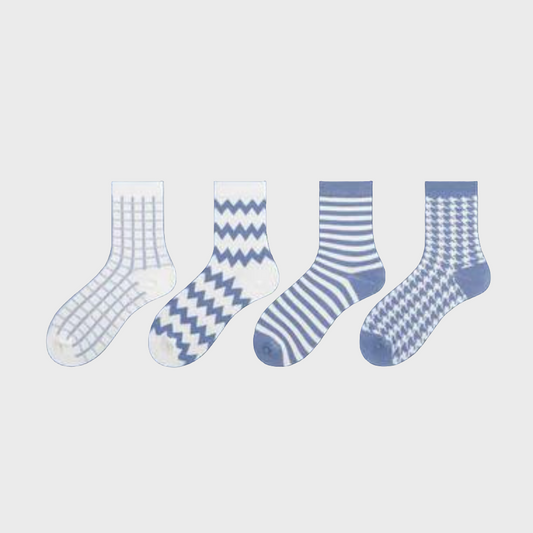 WavyStriped Cotton Crew Socks