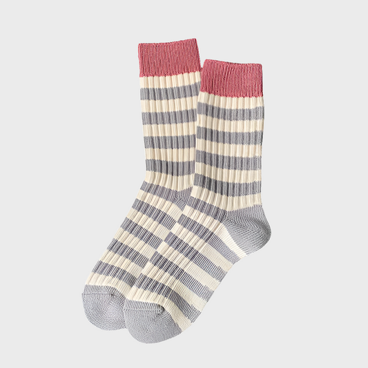 StripeEase Winter Cotton Socks for Women