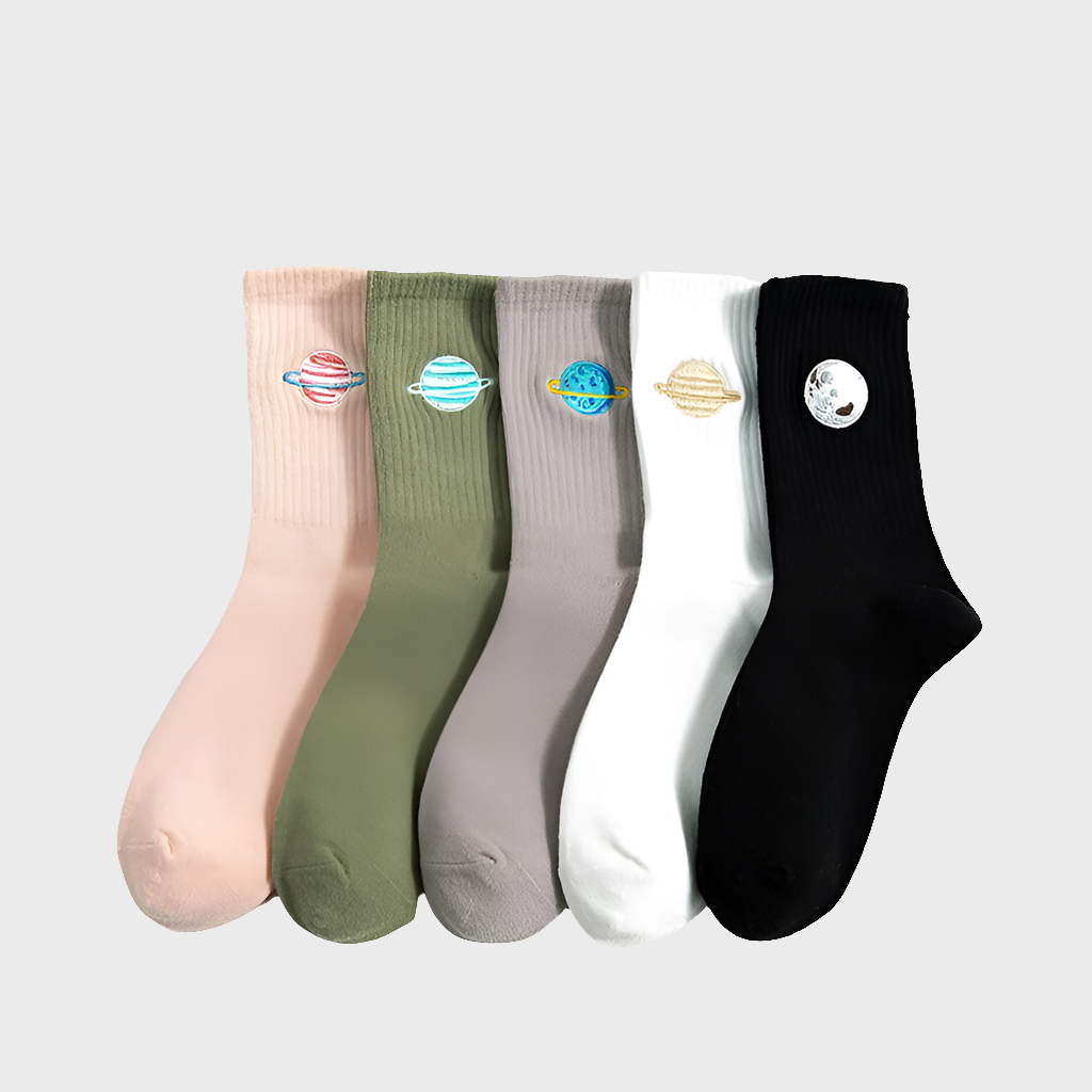 PlanetFun Women's Embroidered Long Socks