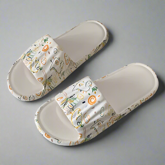 DoodleNova Women's White Slides