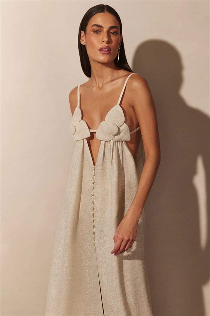 Isla V-Neck Maxi Dress with High Slit