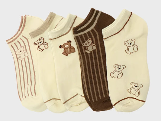 BearLover Women's Ankle Socks Set - 5 Pairs