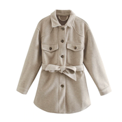Women's Wool Coat - Medium-Length Winter Coat for Women with Belt and Button Closure-3